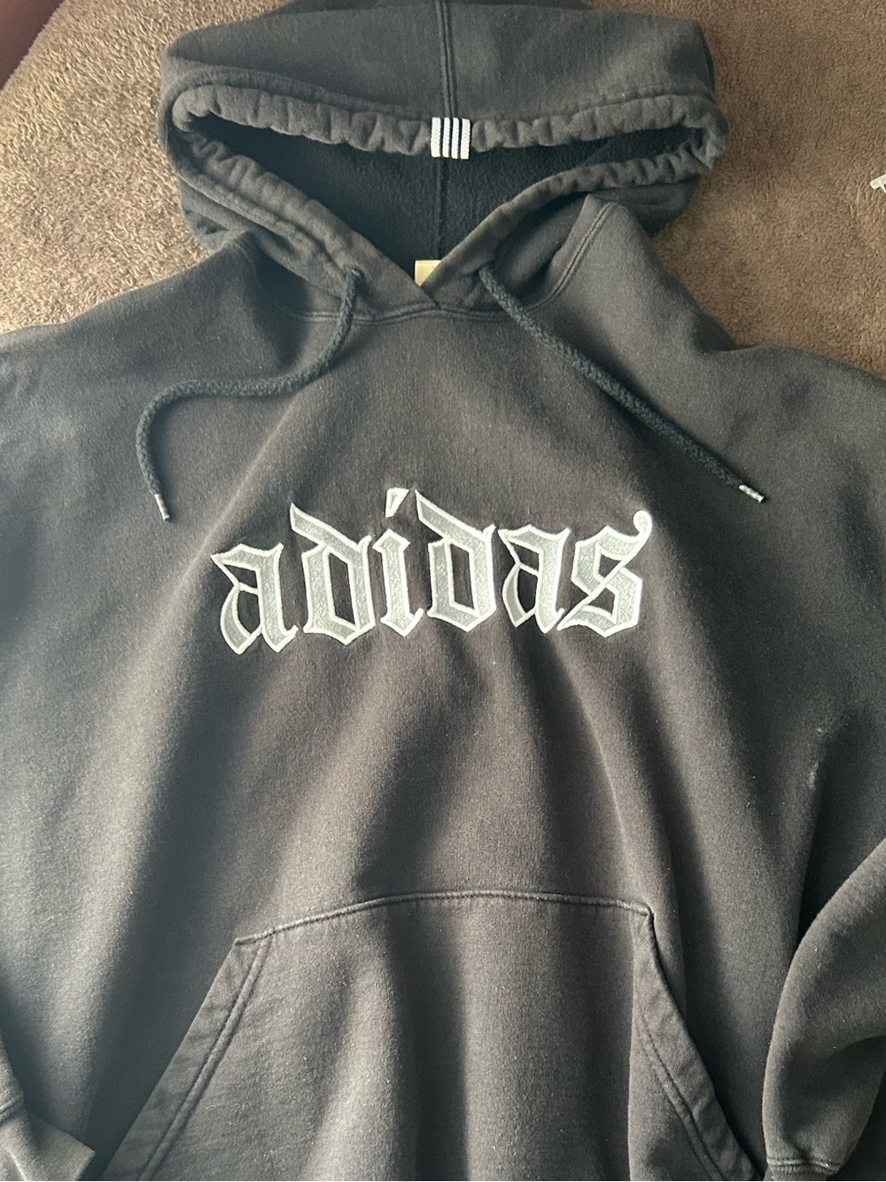 Rare Vintage Adidas Black Hoodie with Old English Embroidery